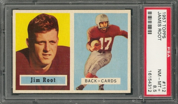 1957 Topps Football #112 James Root – PSA NM-MT+ 8.5 "1 of 2!"